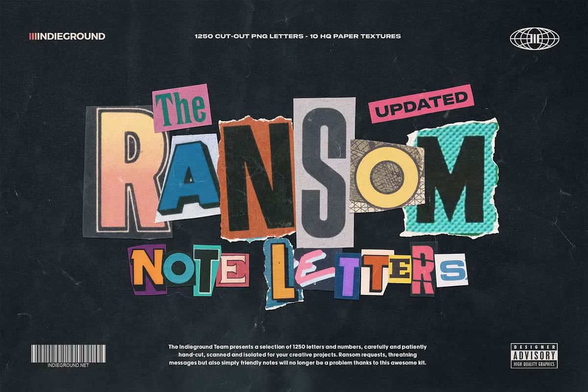 1250 Ransom Note Letters - Graphicas - Design Resources
